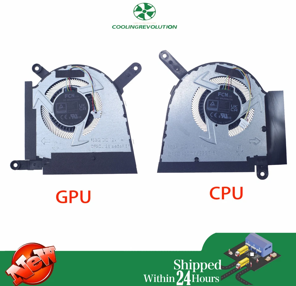 Laptop CPU GPU Cooling Fan for Gaming A16 FA607 FA607P F16 FX607 FX607J 2024 R+L - Image 2 of 2