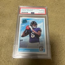 Panini Donruss Optic Lamar Jackson RC 2018 NFL Rookie Card GEM MT PSA10. rookie card picture