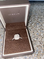 Ernest Jones Engagement Ring 18ct White Gold 1.25ct Princess Cut Halo Ring