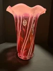 8" Crimped Vase Cranberry Opalescent by Fenton