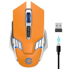 Bluetooth Gaming Mouse RGB Rechargeable USB Wireless Quiet Click Orange