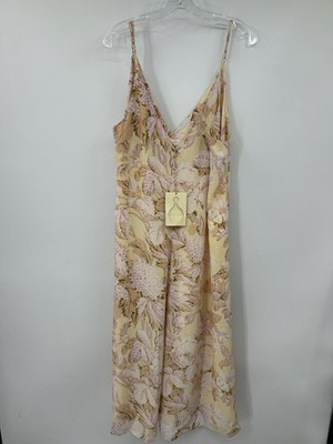 NWT Stine Goya Floral Gianna Dress Sleeveless V Neck Peach Pink Size XL