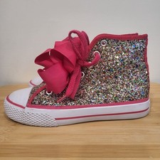 JoJo Siwa Legacee High-Top Multi-Glitter Shoes/Sneakers w/Bow Size 2