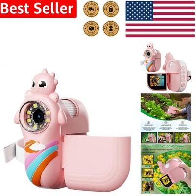 Pink Kids Microscope 1000X Magnification Digital Handheld Educational Gift Toy