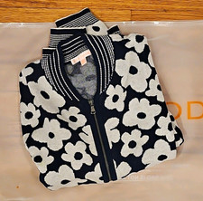 Lisa Todd Navy/White Floral Full Zip  Sweater...