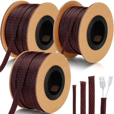 Pangda 300 Feet 1/4, 1/2, 3/8 Inches Wire Loom PET Expandable Braided Sleevin...