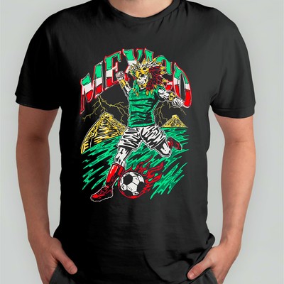Mexiko ''Si Se Pueda'' Azteken Skelett Krieger T-Shirt, Warren Lotas Fußball Tee