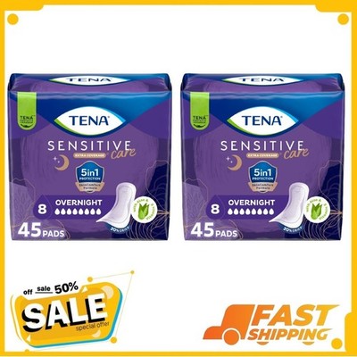 Tena Sensitive Care Extra Coverage Overnight Incontinence Pads for Women, 90 Ct
