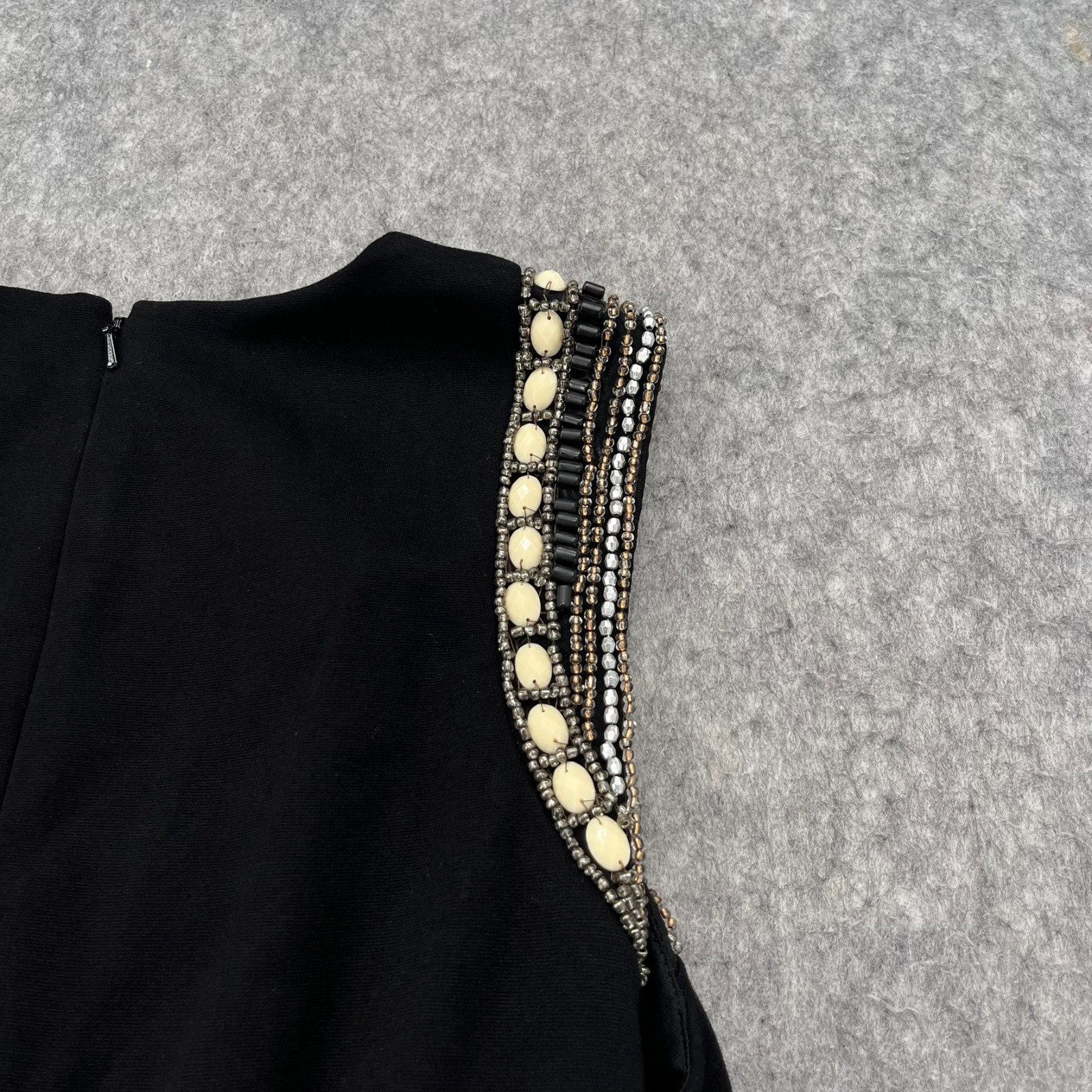Vintage Cache Solid Black Knit Beaded Embellished… - image 12