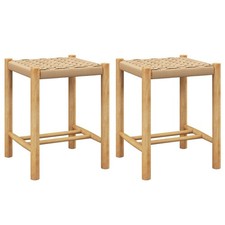 Wooden Bistro Stool 2 Pack 45cm Seat Height with Footrest Paper Cord Seat