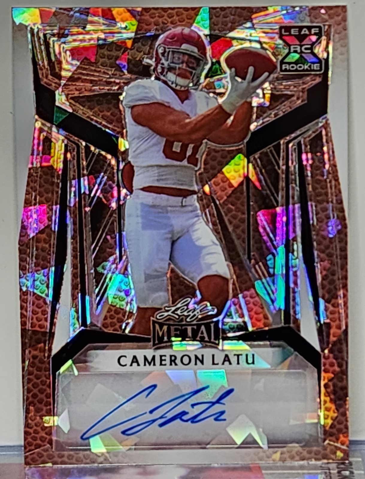 Cameron Latu Leaf Metal Autographs #BACL1 Pigskin Crystal