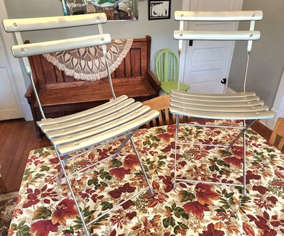 VINTAGE RARE EMU ARC EN CIEL / ITALY STEEL SLAT OUTDOOR/INDOOR FOLDING CHAIRS