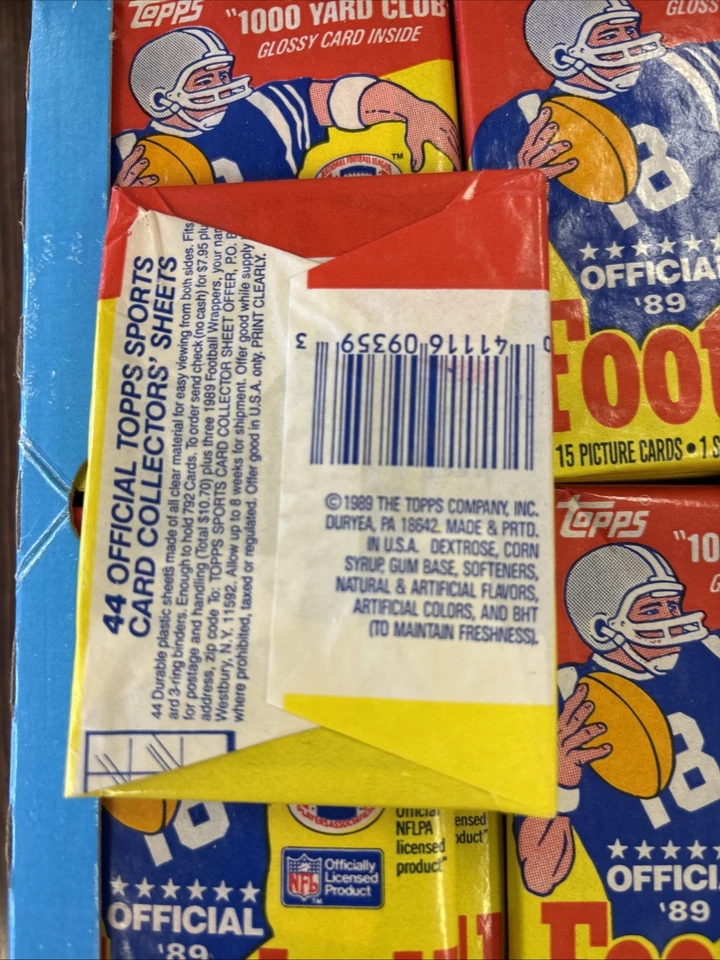 Caja de cera de fútbol americano Topps 1989 36 paquetes sellados Foto 3 de 3