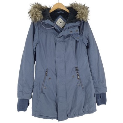 Khujo Parka Jacket Women Warm Cotton Blend Grey Hooded Kz8 Size M
