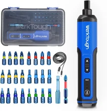 Werktough 4V Mini Electric Cordless Screwdriver with 3-Gear Torque 5Nm Power 25p