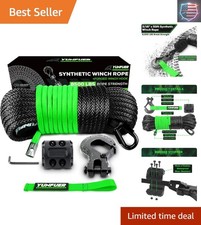 Synthetic Cable Kit 8500lbs Black With Protective Sleeve Forged Winch Hook.. Synthetic Cable Kit 8500lbs Black With Protective Sleeve Forged Winch Hook..
