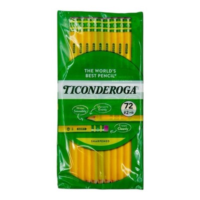 72 Pencils Ticonderoga #2 Sharpened Pencils with Erasers