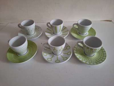 Bodum Paula Grün & Weiß Espresso Kaffeetassen & Untertassen 6er Set Demitasse