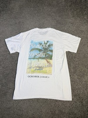 Margaritaville Shirt Mens M White Ocho Rios Jamaica No Shirt No Shoes No Problem