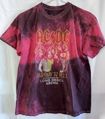 2020 AC/DC Men s Size Medium Red Highway To Hell Tie-Dye Wash T-Shirt