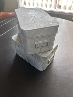 Galvanised Steel Storage Boxes X2 Industrial Style Home Decor
