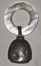 Vintage Engraved Name  DOB Webster Sterling Baby Rattle MOP Pearl Teething Ring