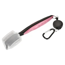 Golf Club Brush Double Sided Retractable Cord Clip Covers Groove Cleaner Pink