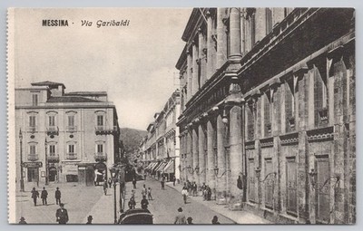 Postcard Messina Italy Via Garibaldi Street Scene Santo Micale Edition