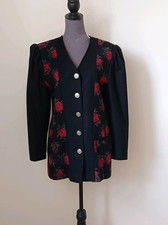 Alphorn schwarz mit Puff&auml;rmel Blazer. Schwarz. Trachtenjacke. Jacke Gr.38