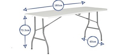 Harbour Houseware klappbarer Campingtisch weiß, 180 cm lang