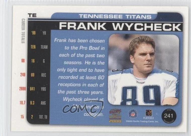 2000 Pacific Paramount Holo Silver /85 Frank Wycheck #241 - Image 2 of 2
