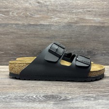 Birkenstock Arizona Black Birko-Flor Comfort Leather Sandals Women Size 8 buckle