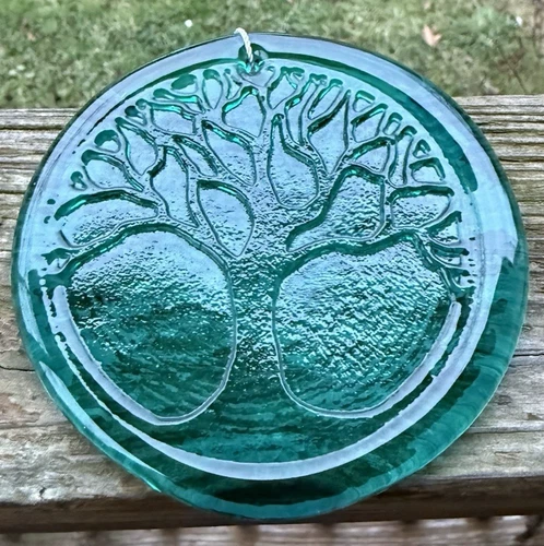 Blenko Glass Suncatcher - Midwinter Tree  - Cerulean