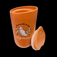 Dog Mom Terra Cotta Stoneware Travel Mug w/Lid & Seal by Threshold 6" Tall 12 oz