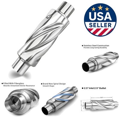 Durable 2.5 Inch Muffler with Spiral Efficiency - Universal Fit for All Vehicles