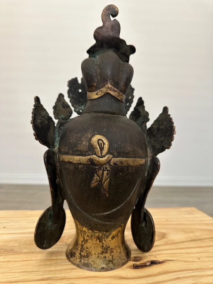 Hermosa estatua de Tara budista tibetana dorada de 12" - Hecha a mano en Nepal Foto 4 de 4
