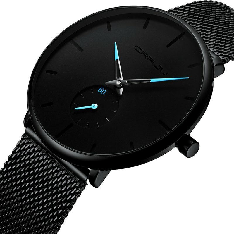 Montre homme classique cadran secondes étanche boîtier chrome 40mm