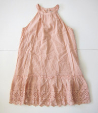 Ann Taylor Loft Cotton Pink Embroidered High Neck Tank Shift Tunic Dress XS
