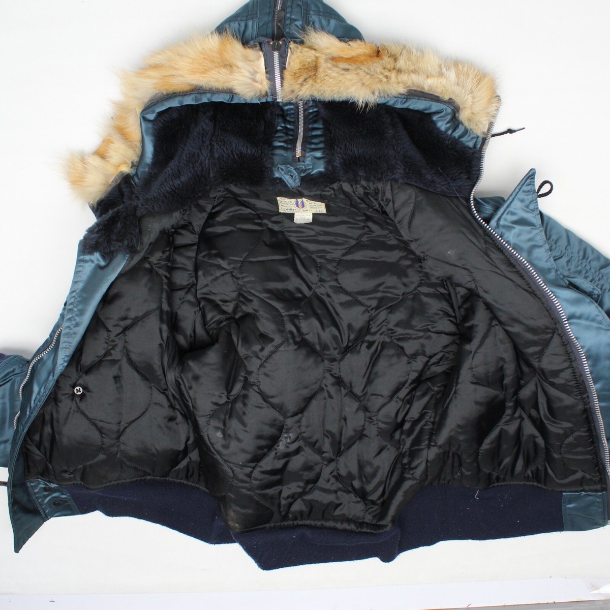 VTG Corinth N-2B Short Waist Parka Mens M Blue Fur Hood Cold VTG Corinth N-2B Short Waist Parka Mens M Blue Fur Hood Cold