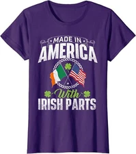 Made in America With Irish Parts Ireland St Patrick's Ladies' Crewneck T-Shirt