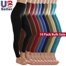 10-Pack Women's Winter Fleece Lined Brushed Warm Full Length Thermal Leggings