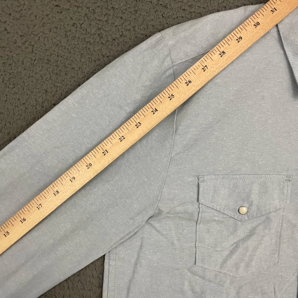 Volcom Shirt Mens Medium Light Blue Pearl Snap Western Rodeo Skater Casual Dad - Image 4 of 4