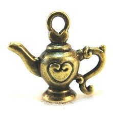 5Pcs. Tibetan Antique Bronze 3D TEAPOT Heart Charms Pendants Finding PR192