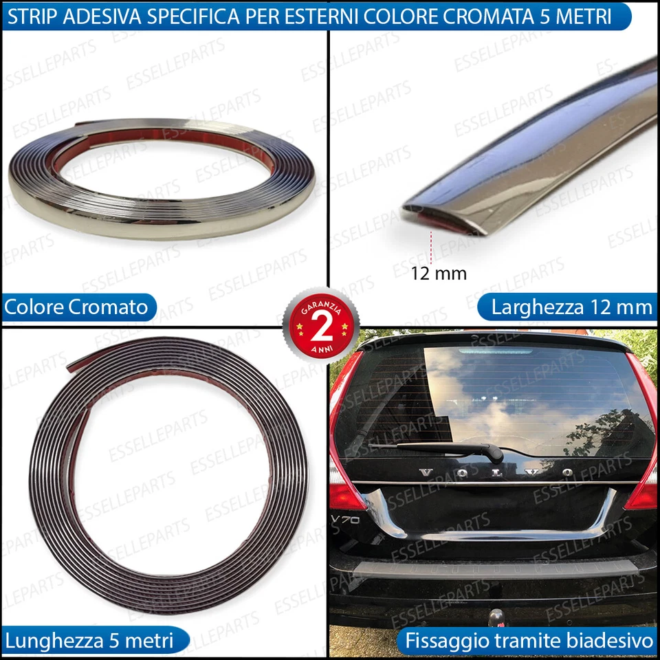 PROFILO ADESIVO CROMATO PER MINI CLUBMAN R55 5 METRI X 12 MM - Immagine 2 di 4