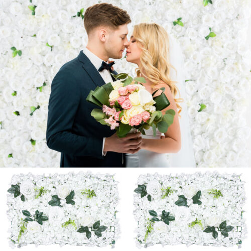 6 PCS Artificial Flower Wall Panel White Hydrangea Rose Wedding Backdrop Decor