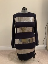Tommy Hilfiger  Dress Sequin Stripes  Long Sleeves  Navy Size L* Worn Once