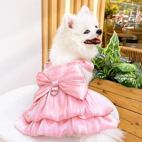 Pet Clothes Dog Princess Wedding Dress Tutu Big Bow Glossy Dress Cat Puppy Skirt - Picture 20 of 32