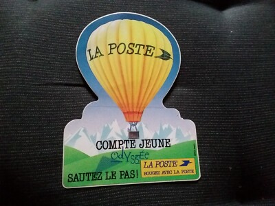 Autocollant ancien la poste compte jeune odyssée montgolfière PTT