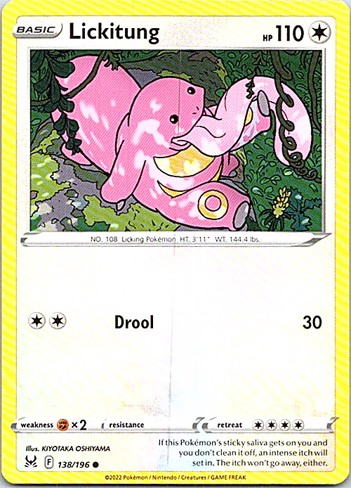 Lickitung 138/196 Pokemon Lost Origin Regular Light Play