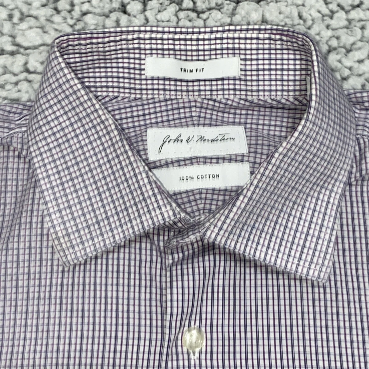 john w nordstrom trim fit dress shirt John W Nordstrom Dress Shirt Men 16.5 - 32 Trim Fit Purple Long Sleeve  Button Up